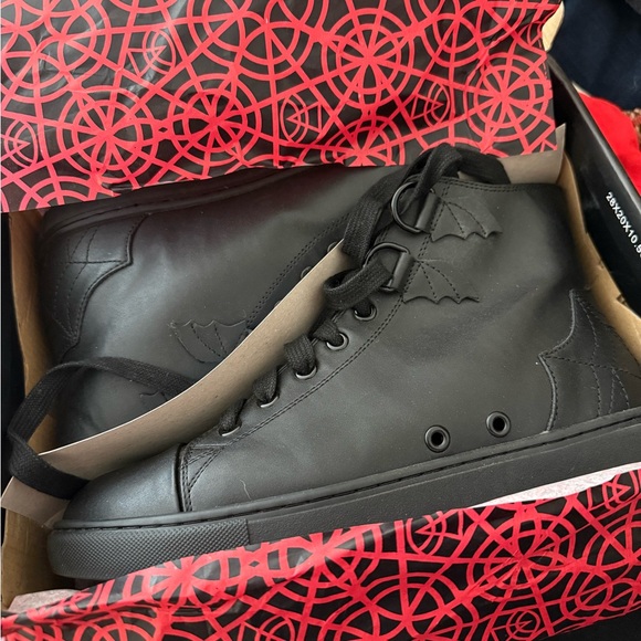 Strange Cvlt Matte Black Chelsea Spooky High Top Sneakers Size 9 - Picture 2 of 10